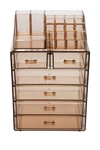 Sorbus Acrylic 6 Drawer & Top Organizer Cosmetics Makeup & Jewelry Storage Case Display Set In Brown