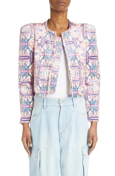 Isabel Marant Graphic-print Cropped Jacket In White
