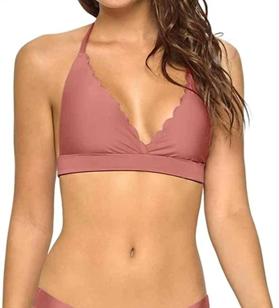 Pq Swim Wave Adjustable Strap Reversible Seamless Halter Bikini Top In Dusty Rose In Multi