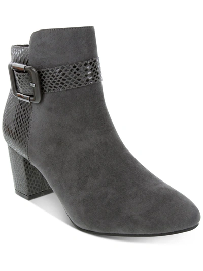 Karen Scott Ivvy Womens Embossed Almond Toe Ankle Boots In Grey