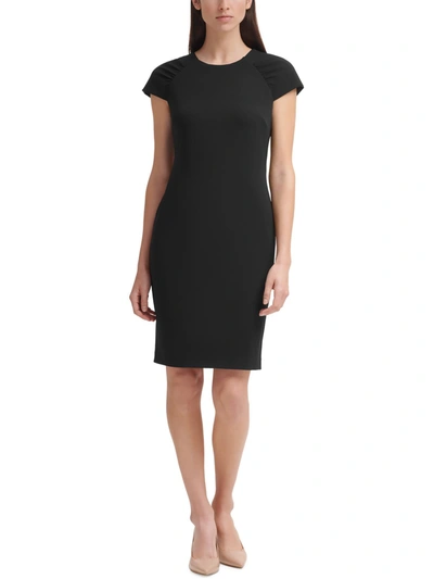 Calvin Klein Womens Gathered Above Knee Sheath Dress In Black