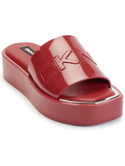 Dkny Laren-platform Slid Womens Slides Wedge Flatform Sandals In Red