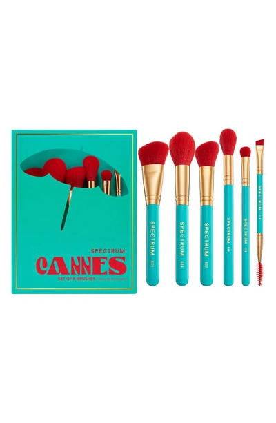Spectrum Cannes Travel Book 6-piece Makeup Brush Set $56 Value In Green/ Red