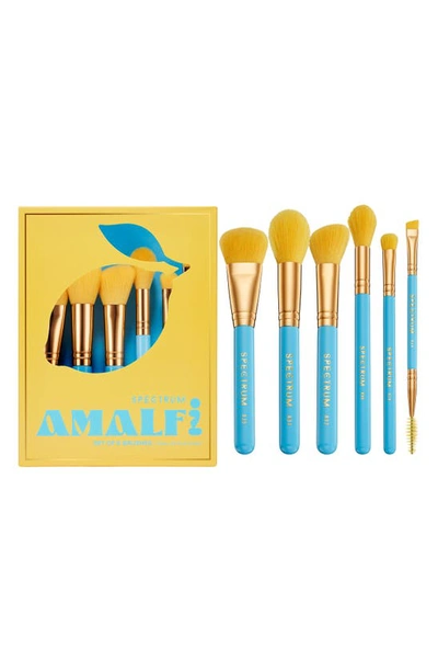 Spectrum Amalfi Travel Book 6-piece Makeup Brush Set $56 Value In Blue/ Yellow