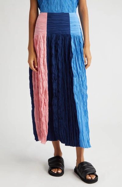 Partow Milo Crinkle Colorblock Skirt In Sunset