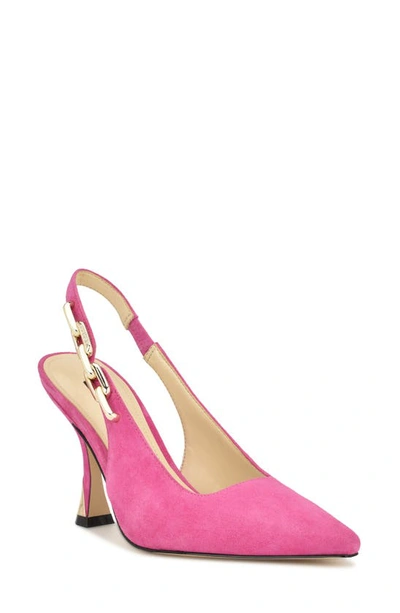 Nine West Veroni Slingback Pointed Toe Pump In Pink Suede