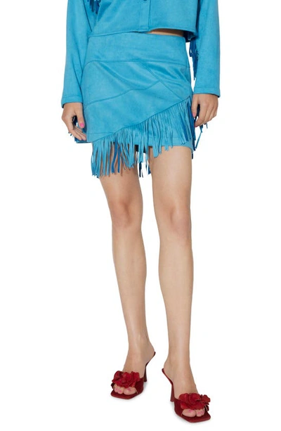 Something New Nadia Asymmetric Fringe Skirt In Blithe