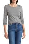 Nordstrom Crewneck Long Sleeve Cotton T-shirt In Grey Dark Heather