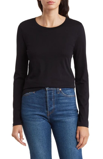 Nordstrom Crewneck Long Sleeve Cotton T-shirt In Black