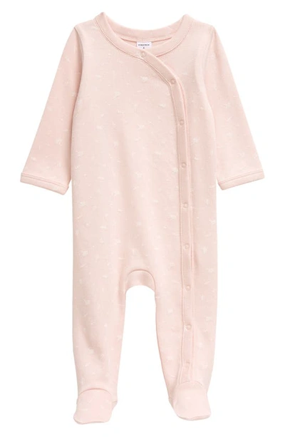 Nordstrom Babies' Print Cotton Footie In Pink Lotus Dotted Ditsy