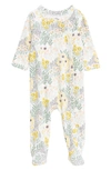 Nordstrom Babies' Print Cotton Footie In White Folliage Floral
