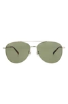 Dunhill Core 59mm Aviator Sunglasses In Silver Silver Green