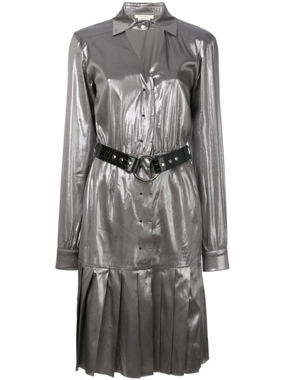 Alyx Pleated Shirt Dress In Silver