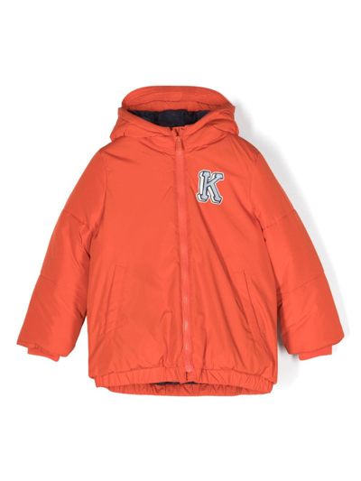 Kenzo Logo-print Hooded Jacket In Orange