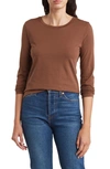 Nordstrom Crewneck Long Sleeve Cotton T-shirt In Brown Pinecone