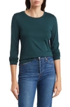 Nordstrom Crewneck Long Sleeve Cotton T-shirt In Green Ponderosa