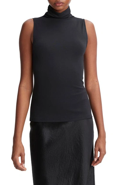 Vince Sleeveless Turtleneck Tank Top In Black