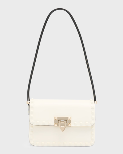 Valentino Garavani Rockstud Small Leather Shoulder Bag In Ivory