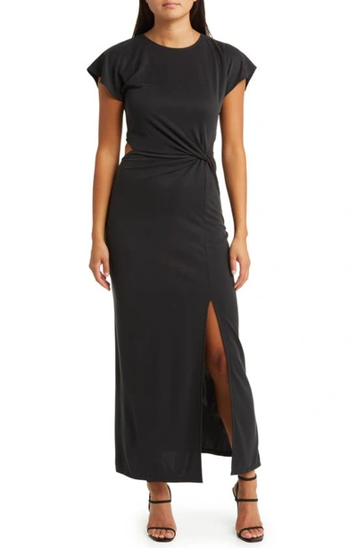Open Edit Twist Front Cutout Maxi Dress In Black