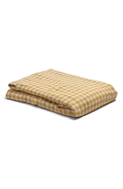 Piglet In Bed Gingham Cotton Flat Sheet In Honey