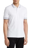 Hugo Boss Parlay Tipped Cotton Polo In White