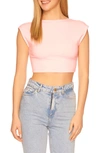 Susana Monaco Open Back Cap Sleeve Crop Top In Babydoll
