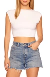 Susana Monaco Open Back Cap Sleeve Crop Top In Sugar