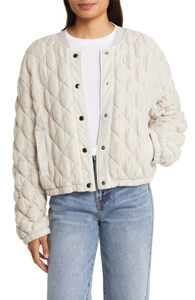 Bella Dahl Quilted Bomber Jacket In Warm Ivory