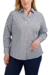 Foxcroft Mary Stripe Stretch Button-up Shirt In Black