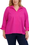 Foxcroft Agnes Smocked Cuff Blouse In Azalea