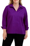 Foxcroft Agnes Smocked Cuff Blouse In Orchid