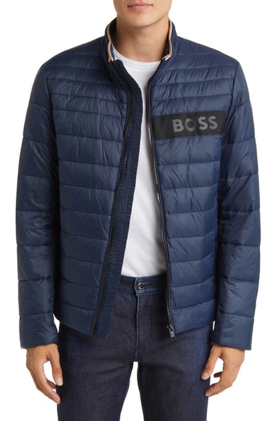 Hugo Boss Darolus Quilted Puffer Jacket In Dark Blue