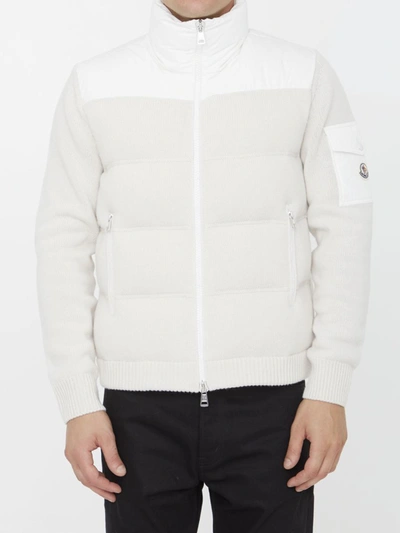 Moncler Tricot Cardigan In Open White