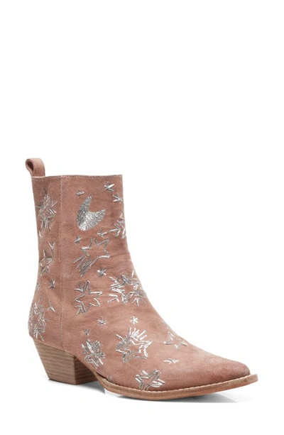 Free People Bowers Embroidered Bootie In Perfect Pink