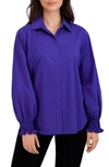 Foxcroft Olivia Ruffle Cuff Blouse In Blue Iris