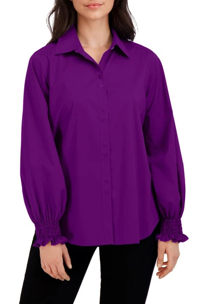 Foxcroft Olivia Ruffle Cuff Blouse In Orchid