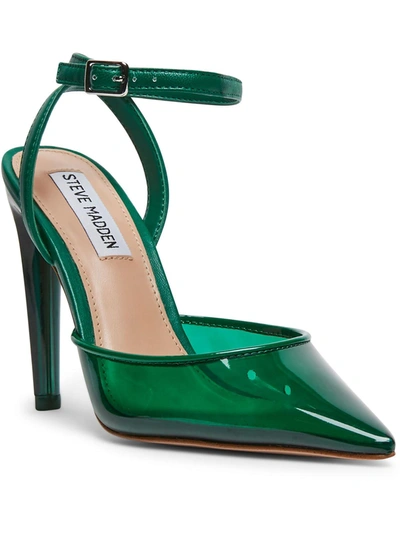 Steve Madden Alessi Womens Ankle Strap Stiletto Pointed Toe Heels In Green