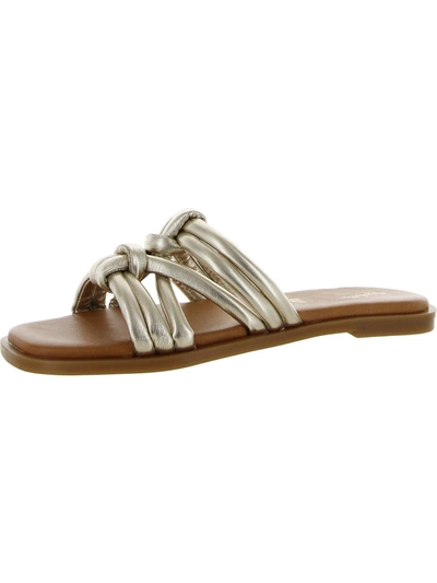 Seychelles Sun Kissed Womens Faux Leather Slip On Slide Sandals In Gold