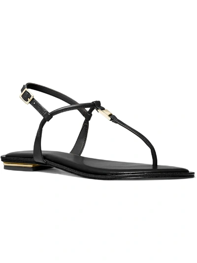 Michael Michael Kors Fanning Womens Leather Ankle Strap Thong Sandals In Black