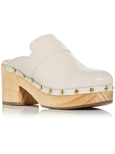 Aqua Soho Womens Leather Platform Clogs In Beige