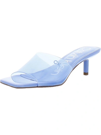 Calvin Klein Graya Womens Embossed Dressy Slide Sandals In Blue