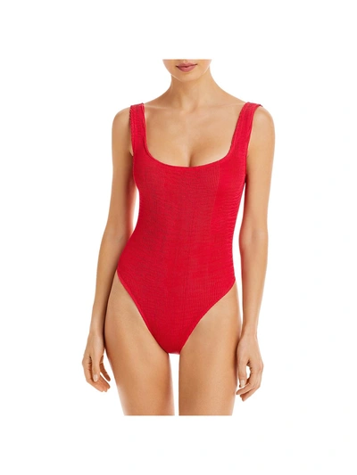 Cleonie Bathe Maillot Womens Low Back Pool One-piece Swimsuit In Red