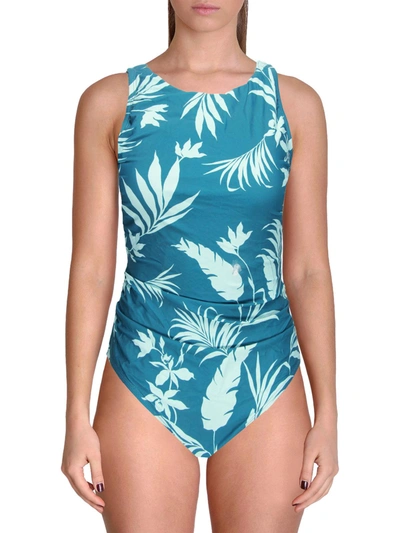 Jantzen Womens Floral High Neck One-piece Swimsuit In Multi