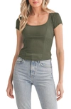 Lush Seam Detail Corset Top In Olive