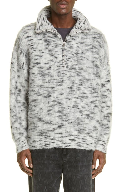 Isabel Marant Ellis Space Dye Quarter Zip Sweater In White Black