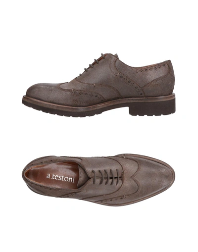 A.testoni Laced Shoes In Dark Brown