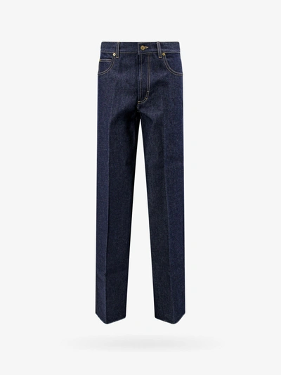 GUCCI Jeans Men, Denim trousers with GG cuff Blue