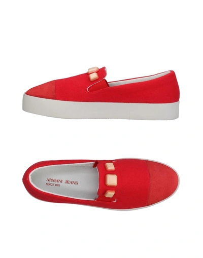 Armani Jeans Sneakers In Red