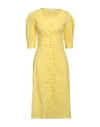 Eleonora Stasi Woman Midi Dress Ocher Size 10 Viscose, Polyester, Polyamide In Yellow