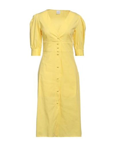 Eleonora Stasi Woman Midi Dress Ocher Size 10 Viscose, Polyester, Polyamide In Yellow